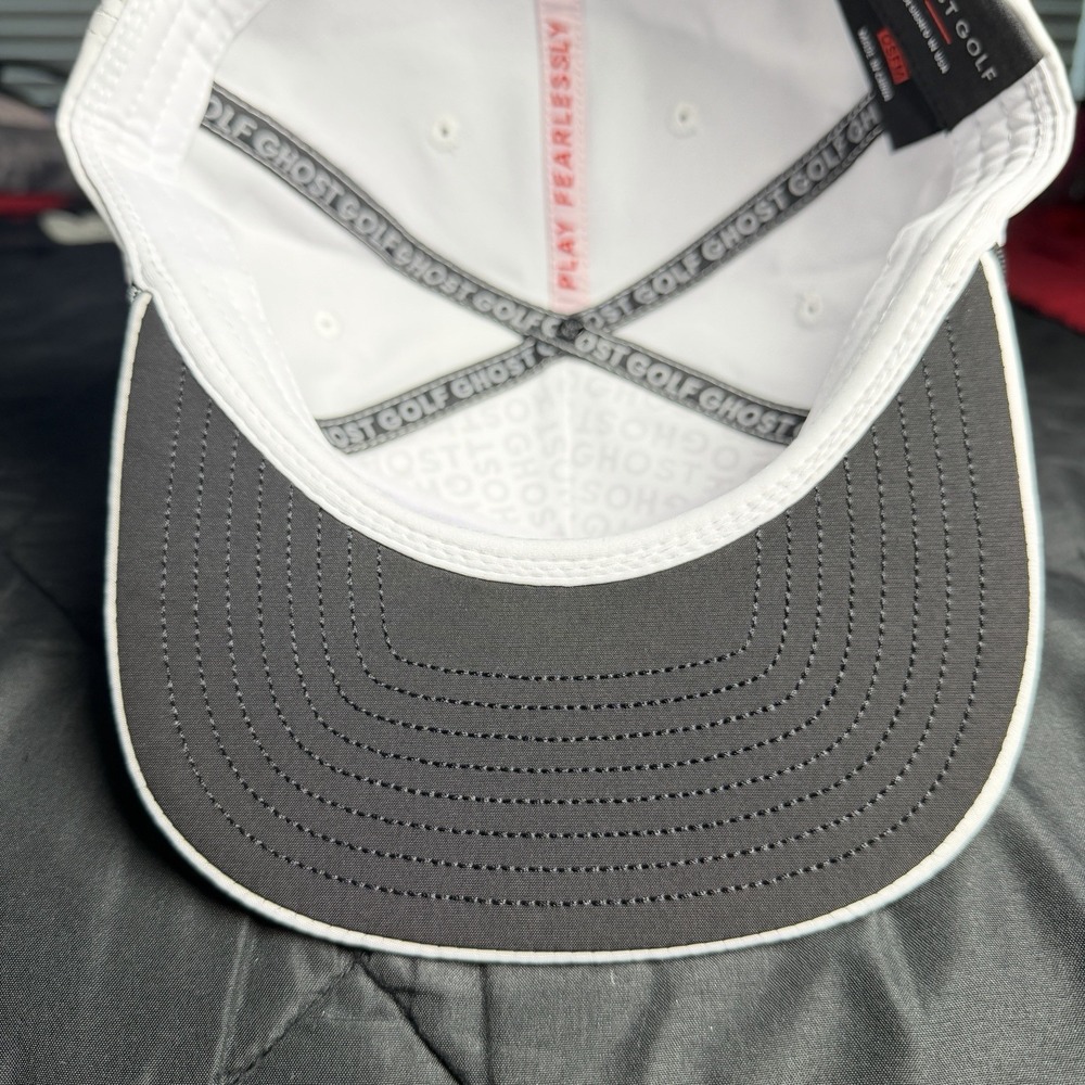 Ghost Golf Retro Golfer Snapback Hat White OSFM Rope Flat Bill Golf Cap - Picture 12 of 16